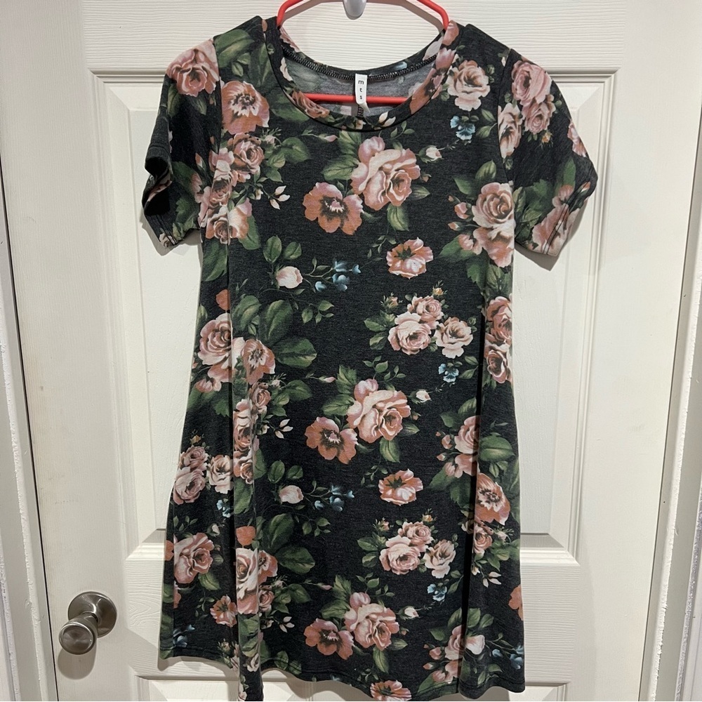 Floral Jersey Knit T Shirt Dress